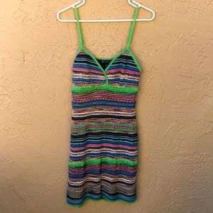Multicolored summer dress, size L with adjustable straps